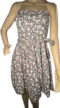NWT Miss Avenue Strapless Floral Mini Dress with Tulle Hem- Size Medium